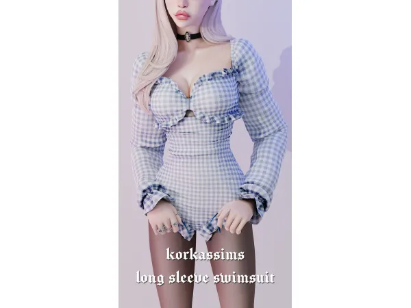 Alpha Long Sleeve Swimsuit by korkassims - The Sims 4 Custom Content