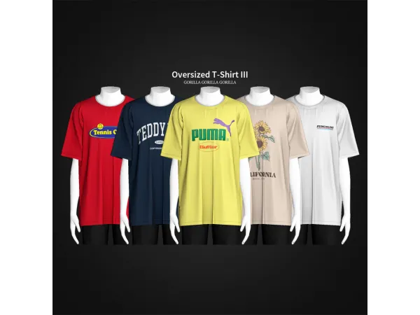 Alpha Oversized T Shirt III by Gorilla Gorilla Gorilla - The Sims 4 Custom Content