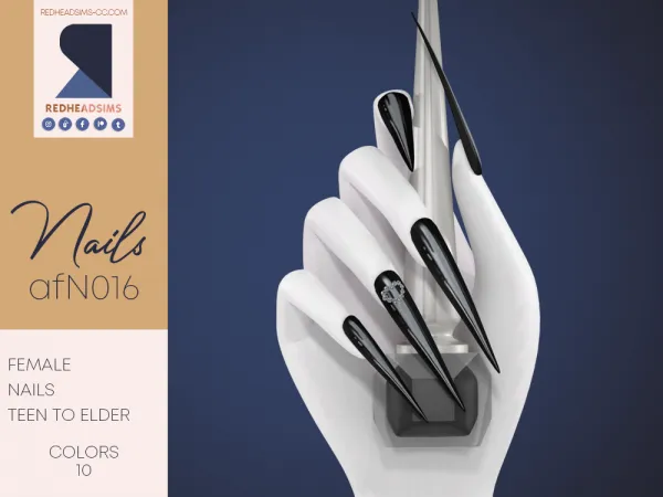 Alpha AF NAILS N016 - The Sims 4 Custom Content