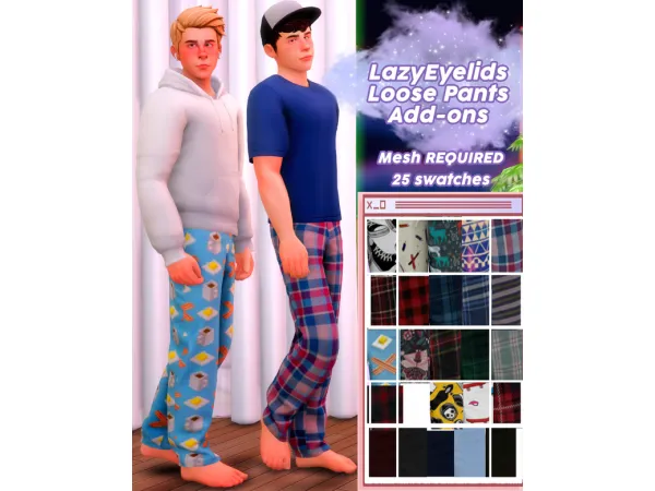 Mix LazyEyelids Loose Pants add ons by CreamLatteDream - The Sims 4 Custom Content