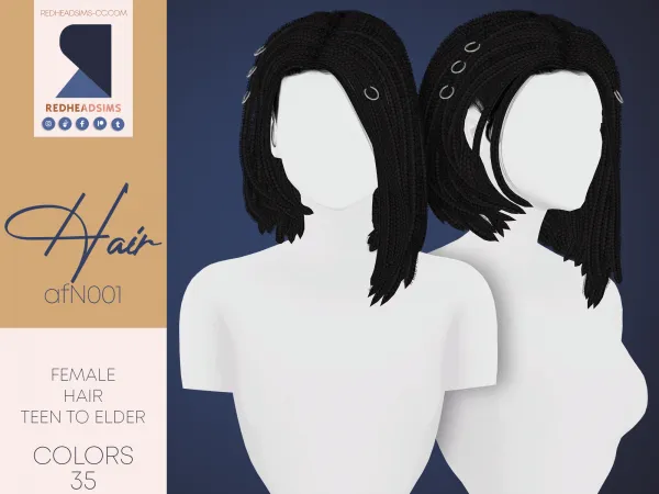 Alpha AF HAIR N001 by redheadsims - The Sims 4 custom content