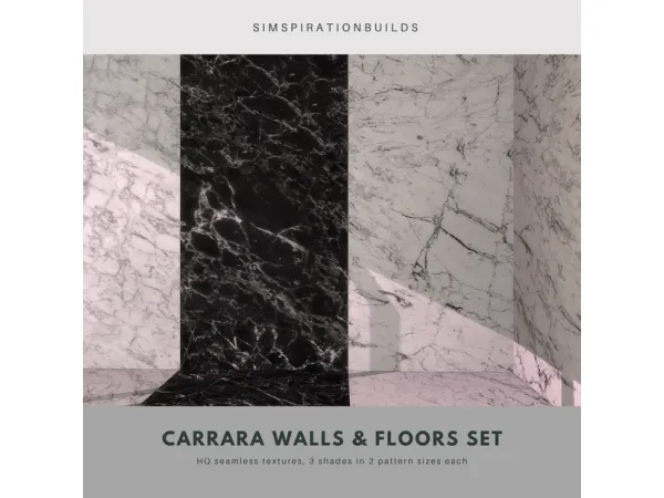 Mix Carrara Flowing Walls Floors by SimspirationBuilds - The Sims 4 Custom Content