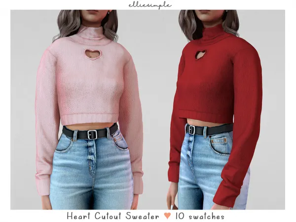 Alpha elliesimple heart cutout sweater (heart collection) - The Sims 4 Custom Content