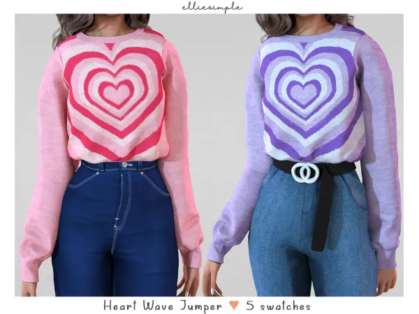 Alpha elliesimple heart wave jumper (heart collection) - The Sims 4 Custom Content