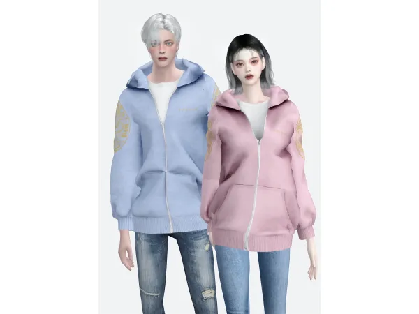 Alpha LEESLE Yong an Hood Zip up by [DINO] - The Sims 4 Custom Content