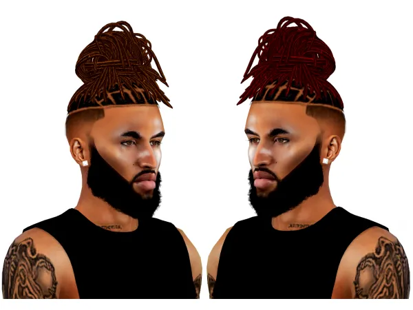 Alpha Dreaded Messy Man Bun All ages by Blacksims - The Sims 4 Custom Content