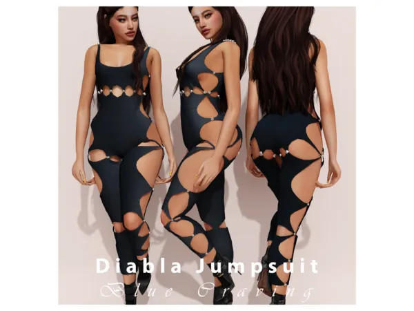 Alpha Blue Craving Diabla Jumpsuit by bluecraving - The Sims 4 custom content