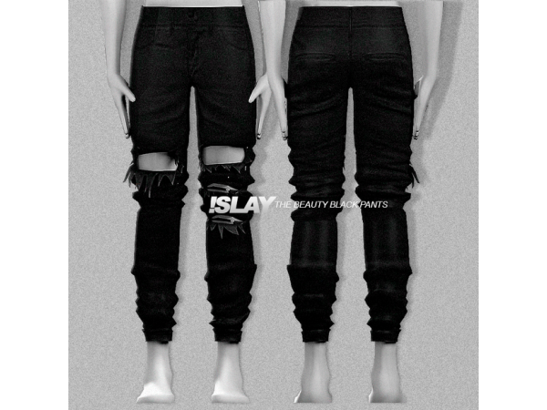 The Sims Resource - Black Ripped Denim Jeans