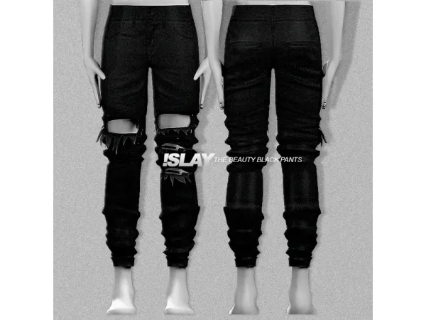 Alpha The Beauty Black Pants by Islay - The Sims 4 Custom Content