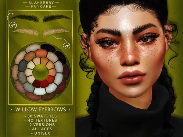 Mix Willow eyebrows (unisex all ages) blahberry pancake - The Sims 4 Custom Content