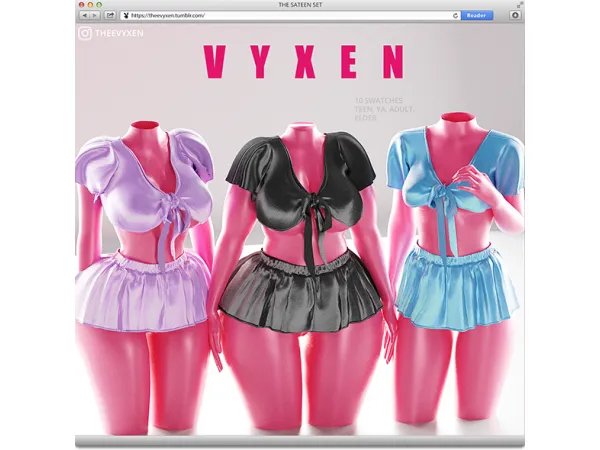 Alpha [ vyxen ] the sateen set - The Sims 4 Custom Content