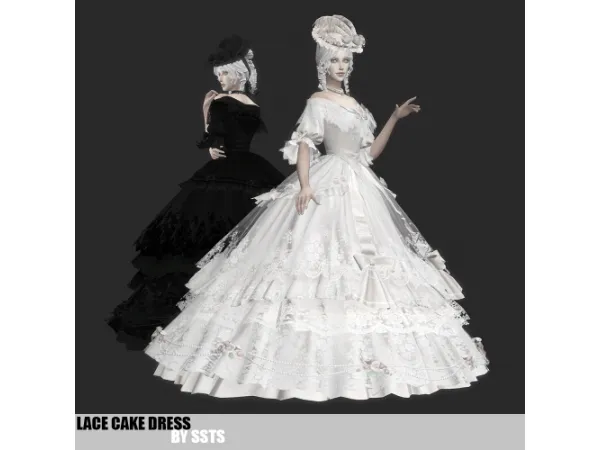 Alpha LACE CAKE DRESS by SSTS - The Sims 4 Custom Content