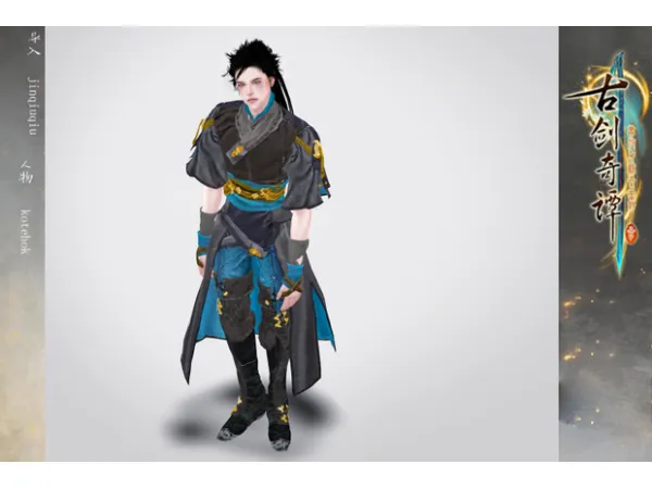 Alpha hair shoes and cloth of Gujian3 by Jinqiuqiu - The Sims 4 Custom Content