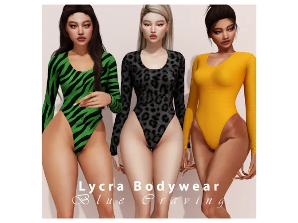 Alpha Blue Craving Lycra Bodywear - The Sims 4 Custom Content
