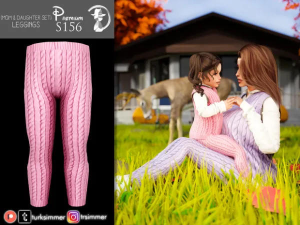 Alpha (Mom Daughter Set) Leggings S156 by turksimmer - The Sims 4 Custom Content