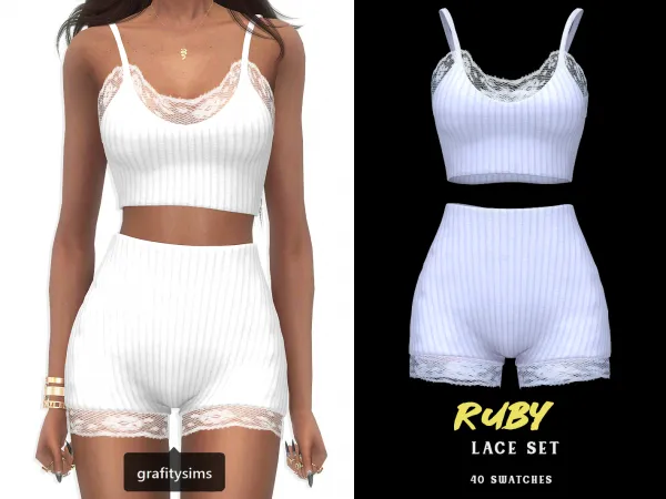 Alpha Ruby Lace Set - The Sims 4 Custom Content