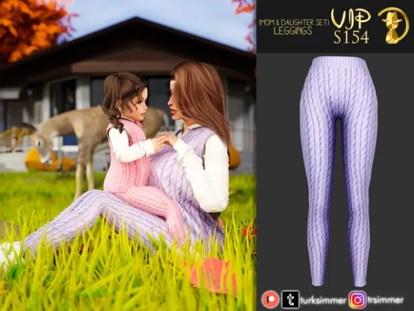 Alpha Mom Daughter Set) Leggings S154 by turksimmer - The Sims 4 Custom Content