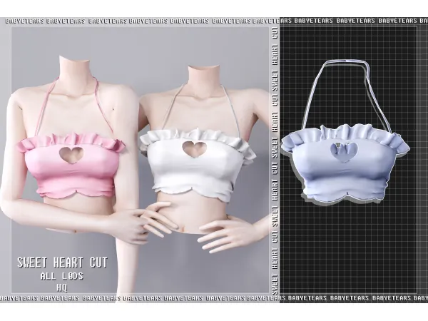Alpha Rework sweet top heart cut babyetears - The Sims 4 Custom Content