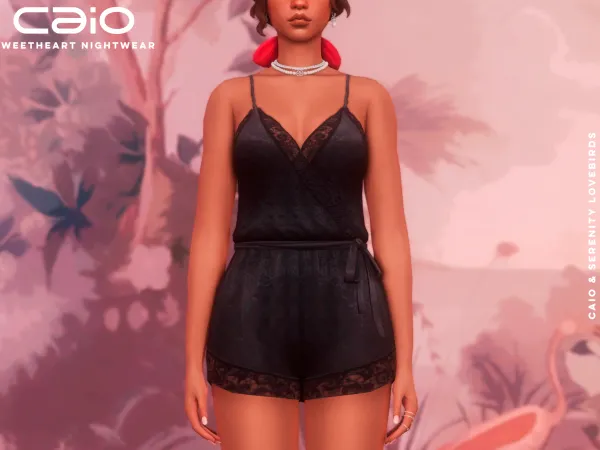 Maxis Match Sweetheart Nightwear Caio X Serenity Lovebirds Collection - The Sims 4 Custom Content