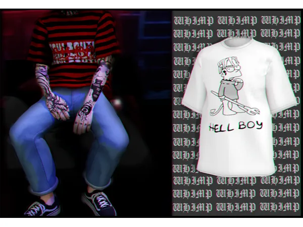 Alpha Lilpeep tee X deep tattoo - The Sims 4 Custom Content