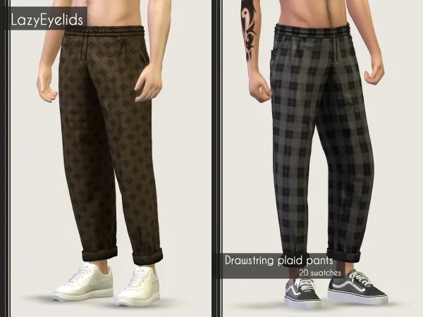 Alpha Drawstring plaid pants - The Sims 4 Custom Content