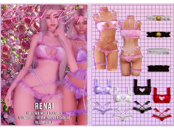 Alpha EROS RENAI LINGERIE by cuupid - The Sims 4 Custom Content