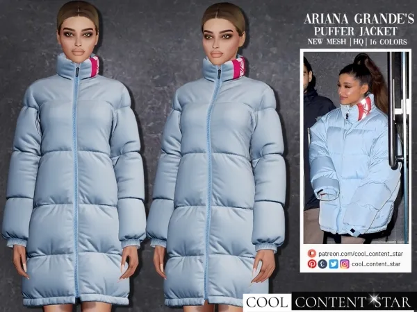 Alpha Ariana Grande's Puffer Jacket cool_content_star - The Sims 4 Custom Content