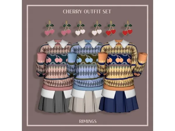 Alpha [RIMINGS] Cherry Outfit Set - The Sims 4 Custom Content