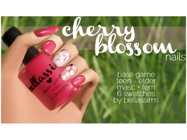Maxis Match Valentines Cherry Blossom Nails by Bellassims - The Sims 4 Custom Content