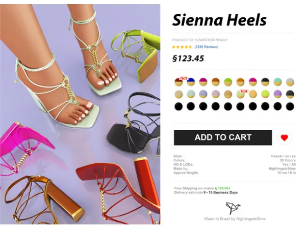 Alpha Sienna Heels by Nightingale Sims - The Sims 4 Custom Content