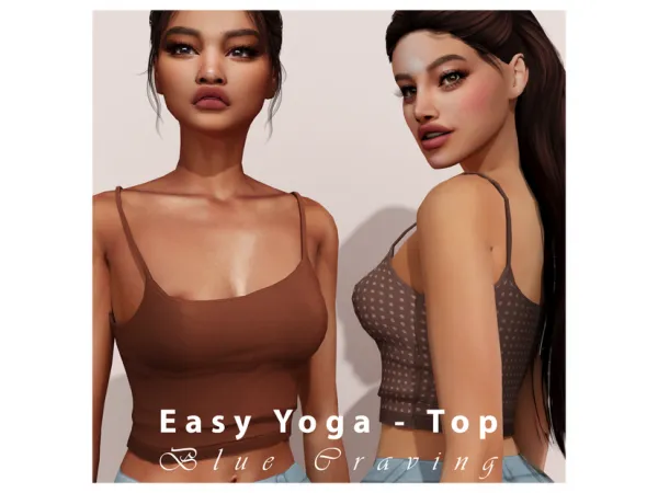 Alpha Blue Craving Easy Yoga Top - The Sims 4 Custom Content