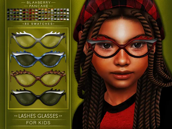 Alpha Lashes Glasses (KIDS) Blahberry Pancake - The Sims 4 Custom Content