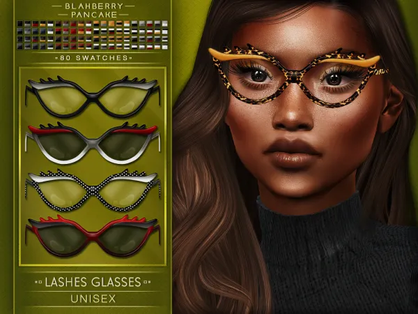 Mix Lashes Glasses (unisex) Blahberry Pancake - The Sims 4 Custom Content