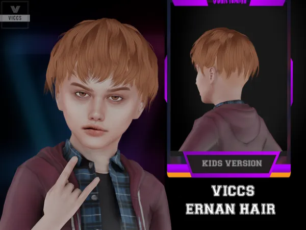 Alpha VICCS_ERNAN HAIR (KIDS VERSION) - The Sims 4 Custom Content