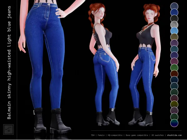 BALMAIN SKINNY HIGH WAISTED LIGHT BLUE JEANS - The Sims 3 Custom Content