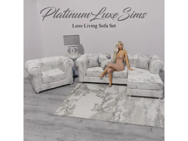Alpha Luxe Living Sofa Set by PlatinumLuxeSims - The Sims 4 Custom Content