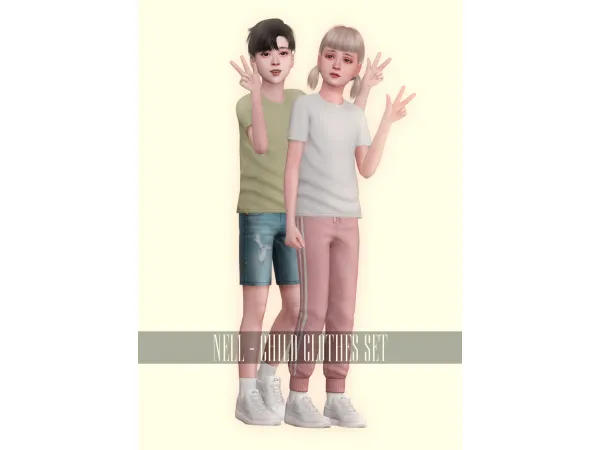 Mix Child Clothes Set by nell_le - The Sims 4 Custom Content