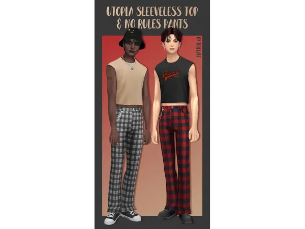 Maxis Match Utopia Sleeveless Top No Rules Pants by Trillyke - The Sims 4 Custom Content