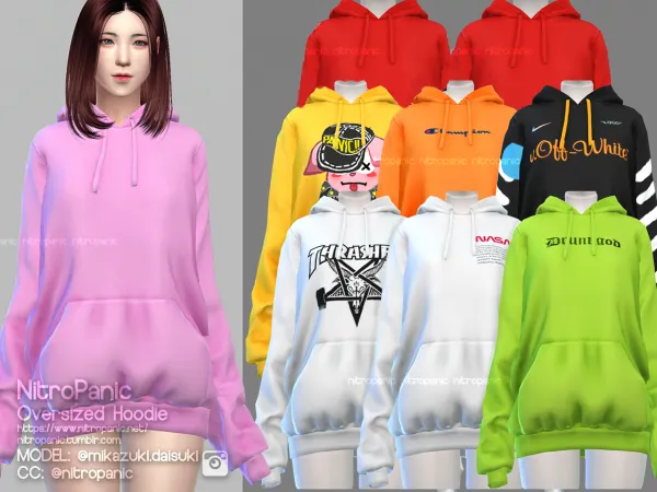 Alpha Oversized Hoodie - The Sims 4 Custom Content
