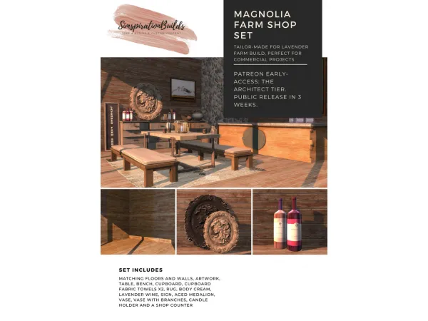 Alpha Magnolia Farm Shop Set by simsfinds - The Sims 4 Custom Content