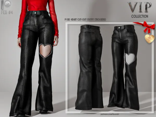 Alpha HEART CUT OUT OUTFIT (TROUSERS) P100 busra tr - The Sims 4 Custom Content