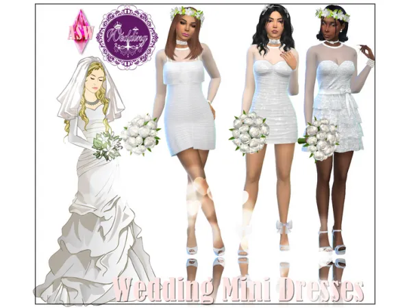 Maxis Match Wedding Mini Dresses by Annett's Sims 4 Welt ASW - The Sims 4 Custom Content