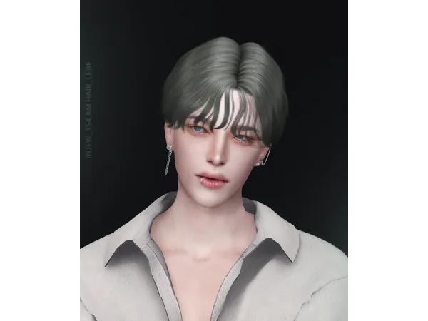 Alpha _TS4 AM HAIR_LEAF by INJEW - The Sims 4 Custom Content