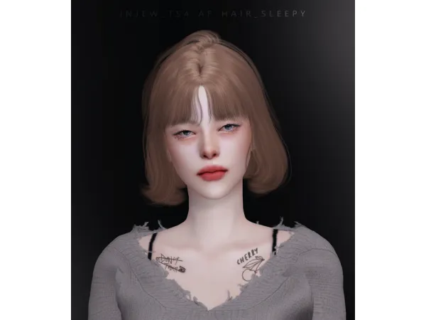 Alpha AF HAIR_SLEEPY by INJEW_ - The Sims 4 Custom Content