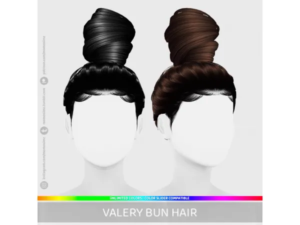 Alpha valery bun hair by momo - The Sims 4 Custom Content