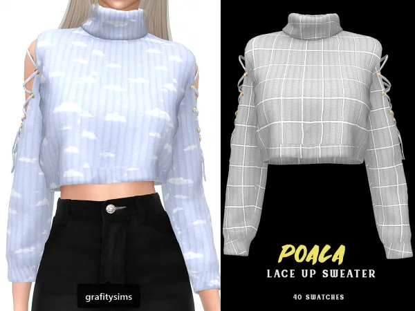 Alpha Poala Lace Up Sweater - The Sims 4 Custom Content
