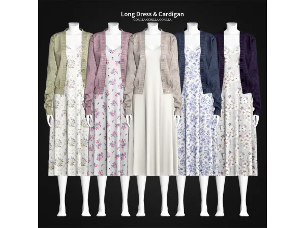Alpha Long Dress Cardigan by Gorilla Gorilla Gorilla - The Sims 4 Custom Content