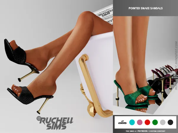 Alpha POINTED SNAKE SANDALS FREE - The Sims 4 Custom Content