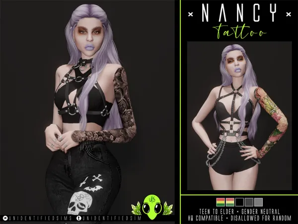 Mix nancy tattoo - The Sims 4 Custom Content