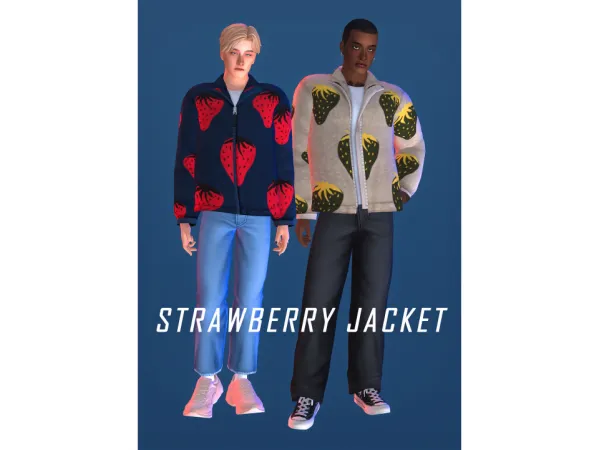 Maxis Match strawberry jacket by barbieaiden - The Sims 4 Custom Content